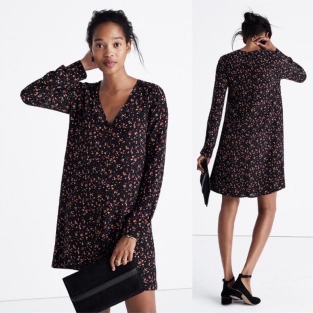 Madewell et Sezane Silk Elly Floral Shirtdress Size Medium